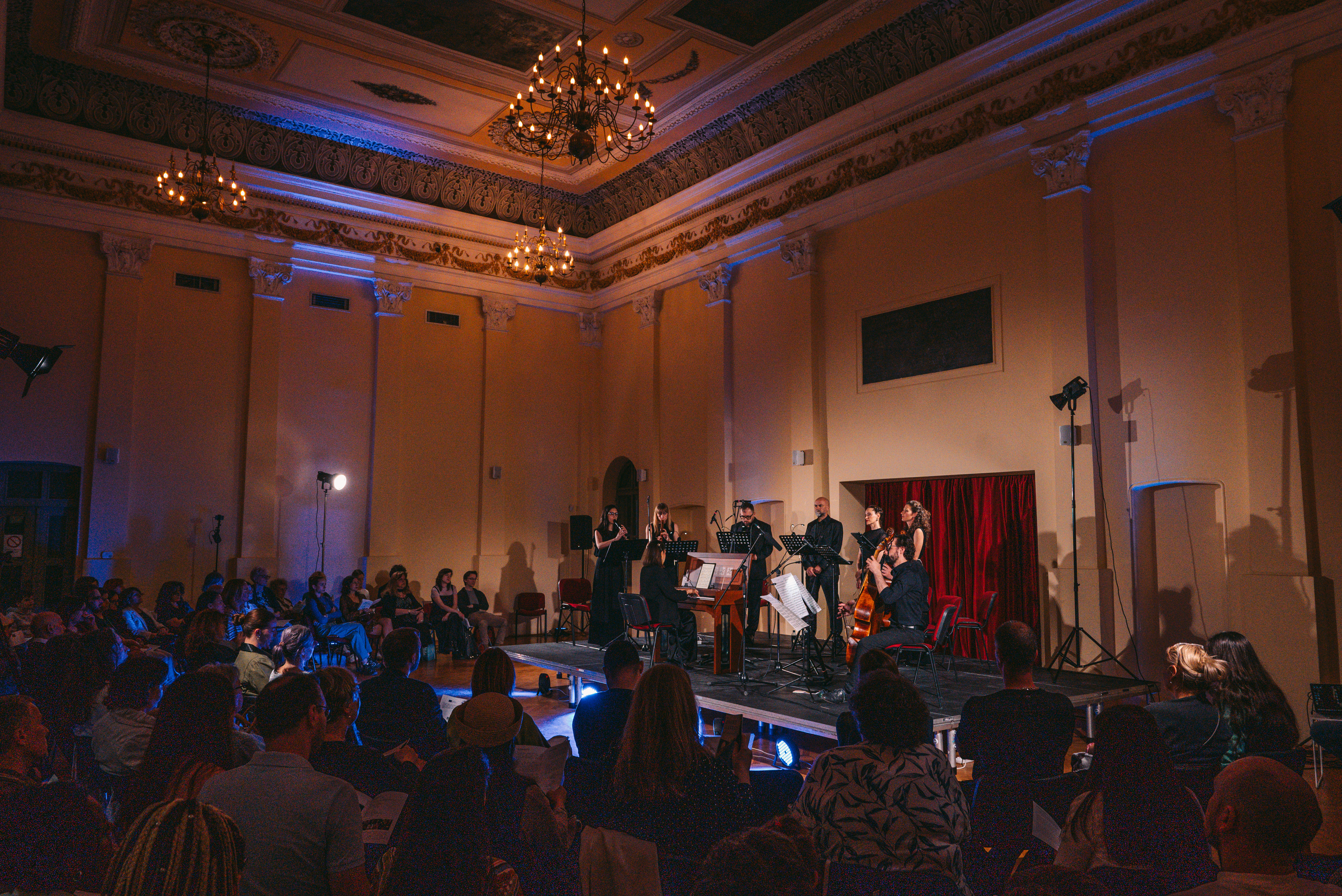 Wide view of the final performance of The Bridge Cantata