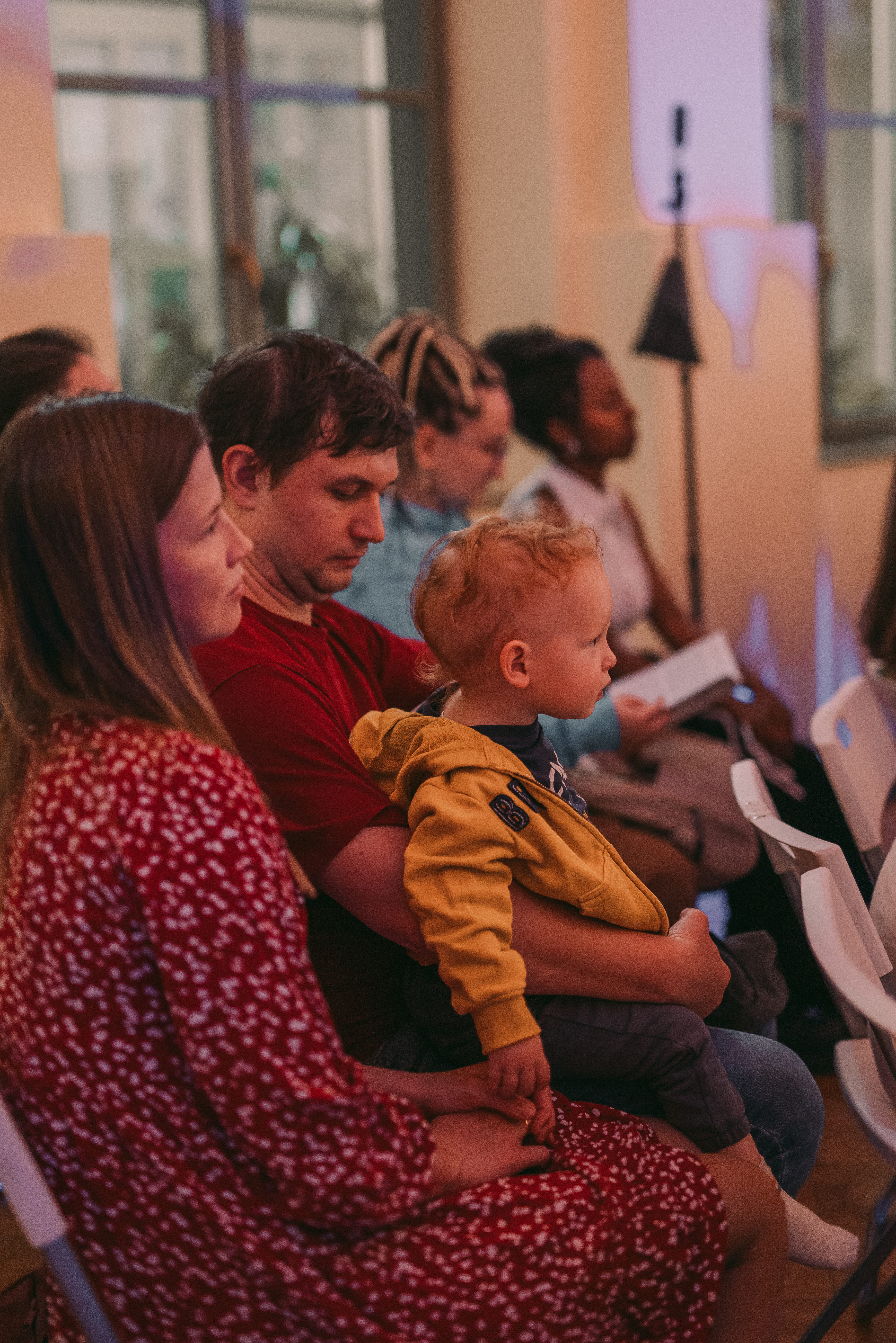 Architectural detail and audience during the performance of The Bridge Cantata